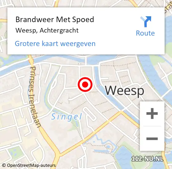 Locatie op kaart van de 112 melding: Brandweer Met Spoed Naar Weesp, Achtergracht op 30 augustus 2021 19:13