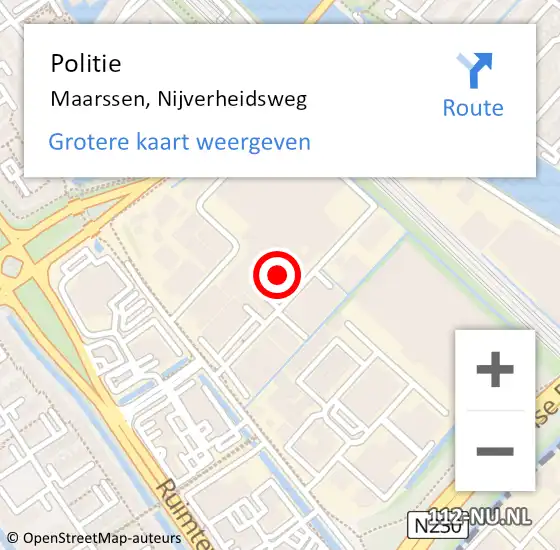 Locatie op kaart van de 112 melding: Politie Maarssen, Nijverheidsweg op 30 augustus 2021 19:24