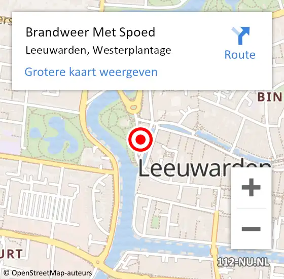 Locatie op kaart van de 112 melding: Brandweer Met Spoed Naar Leeuwarden, Westerplantage op 30 augustus 2021 19:31