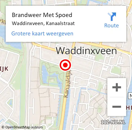 Locatie op kaart van de 112 melding: Brandweer Met Spoed Naar Waddinxveen, Kanaalstraat op 21 juni 2014 11:02