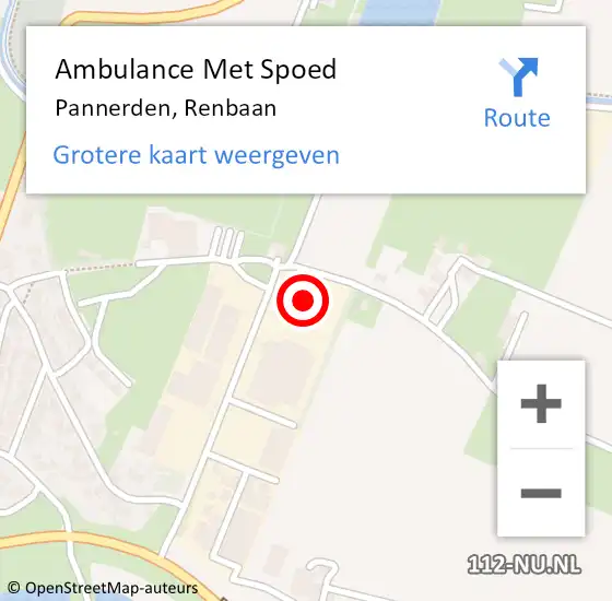 Locatie op kaart van de 112 melding: Ambulance Met Spoed Naar Pannerden, Renbaan op 30 augustus 2021 20:47