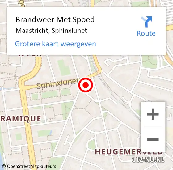 Locatie op kaart van de 112 melding: Brandweer Met Spoed Naar Maastricht, Sphinxlunet op 30 augustus 2021 20:52