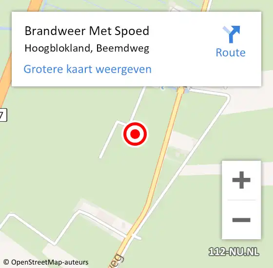 Locatie op kaart van de 112 melding: Brandweer Met Spoed Naar Hoogblokland, Beemdweg op 30 augustus 2021 20:54