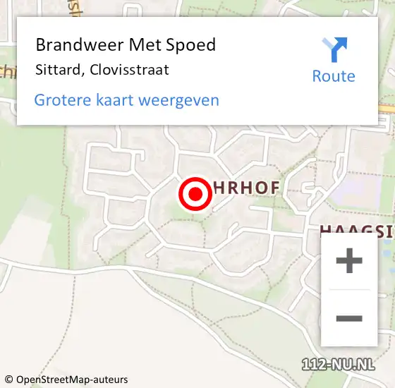 Locatie op kaart van de 112 melding: Brandweer Met Spoed Naar Sittard, Clovisstraat op 30 augustus 2021 21:16