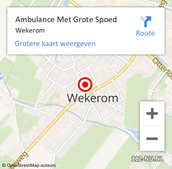 Locatie op kaart van de 112 melding: Ambulance Met Grote Spoed Naar Wekerom op 30 augustus 2021 21:16