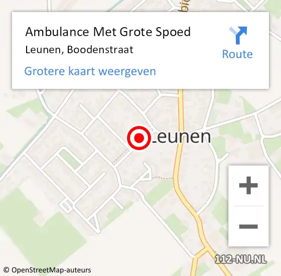 Locatie op kaart van de 112 melding: Ambulance Met Grote Spoed Naar Leunen, Boodenstraat op 21 juni 2014 11:10