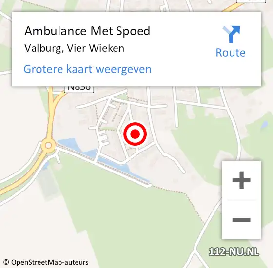 Locatie op kaart van de 112 melding: Ambulance Met Spoed Naar Valburg, Vier Wieken op 30 augustus 2021 22:46