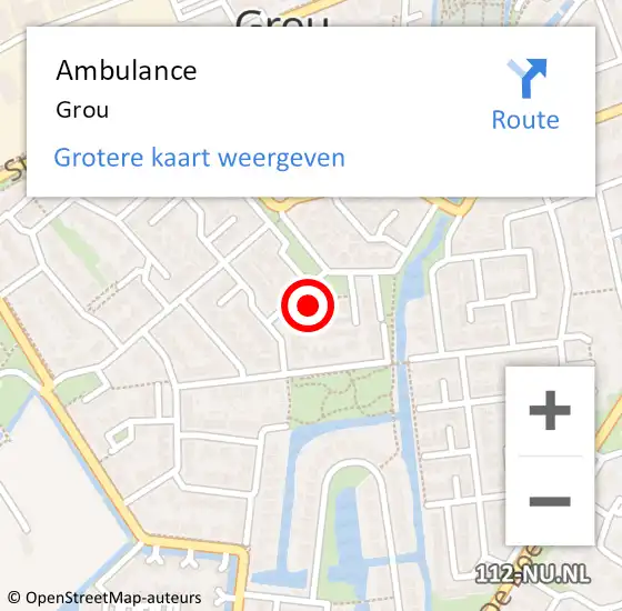 Locatie op kaart van de 112 melding: Ambulance Grou op 30 augustus 2021 22:48