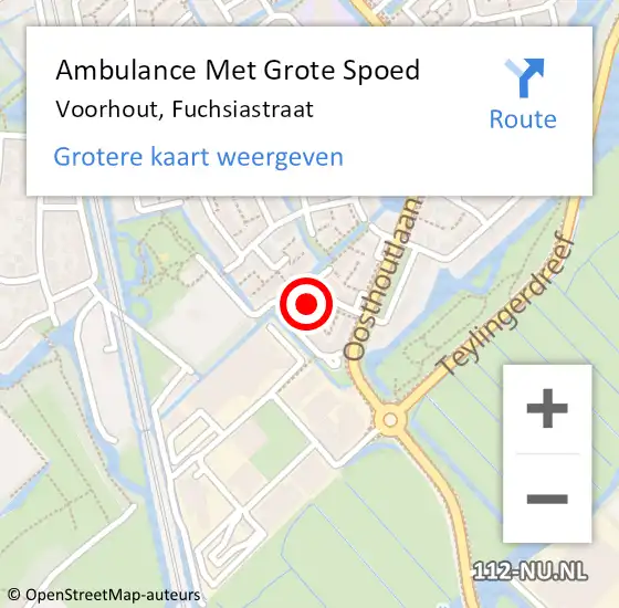 Locatie op kaart van de 112 melding: Ambulance Met Grote Spoed Naar Voorhout, Fuchsiastraat op 30 augustus 2021 23:20