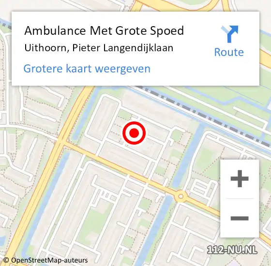 Locatie op kaart van de 112 melding: Ambulance Met Grote Spoed Naar Uithoorn, Pieter Langendijklaan op 30 augustus 2021 23:40