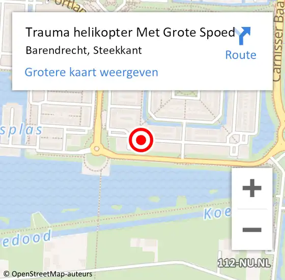 Locatie op kaart van de 112 melding: Trauma helikopter Met Grote Spoed Naar Barendrecht, Steekkant op 31 augustus 2021 00:06