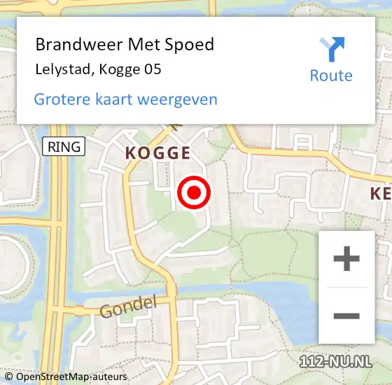 Locatie op kaart van de 112 melding: Brandweer Met Spoed Naar Lelystad, Kogge 05 op 31 augustus 2021 00:12