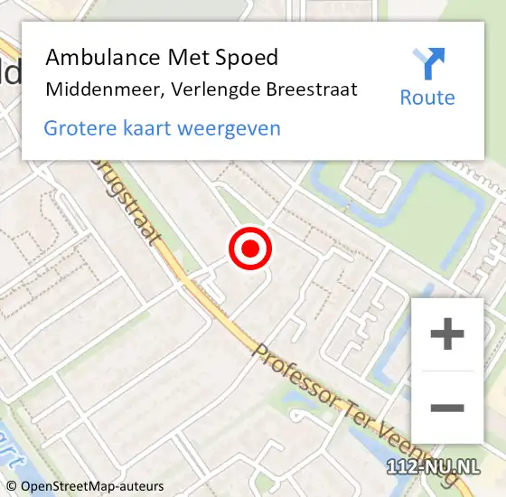 Locatie op kaart van de 112 melding: Ambulance Met Spoed Naar Middenmeer, Verlengde Breestraat op 31 augustus 2021 00:46