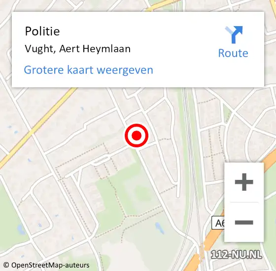 Locatie op kaart van de 112 melding: Politie Vught, Aert Heymlaan op 31 augustus 2021 00:56