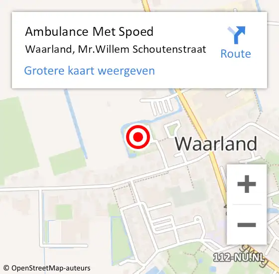 Locatie op kaart van de 112 melding: Ambulance Met Spoed Naar Waarland, Mr.Willem Schoutenstraat op 31 augustus 2021 01:08