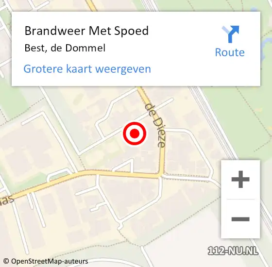 Locatie op kaart van de 112 melding: Brandweer Met Spoed Naar Best, de Dommel op 31 augustus 2021 02:04