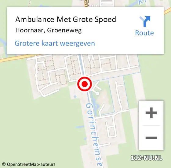 Locatie op kaart van de 112 melding: Ambulance Met Grote Spoed Naar Hoornaar, Groeneweg op 31 augustus 2021 03:35