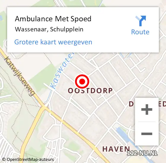 Locatie op kaart van de 112 melding: Ambulance Met Spoed Naar Wassenaar, Schulpplein op 31 augustus 2021 04:36