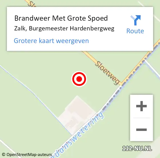 Locatie op kaart van de 112 melding: Brandweer Met Grote Spoed Naar Zalk, Burgemeester Hardenbergweg op 31 augustus 2021 05:42