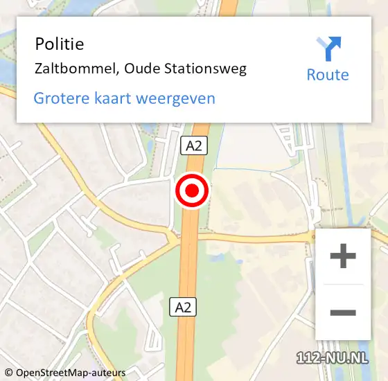 Locatie op kaart van de 112 melding: Politie Zaltbommel, Oude Stationsweg op 31 augustus 2021 06:06