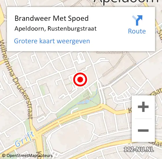 Locatie op kaart van de 112 melding: Brandweer Met Spoed Naar Apeldoorn, Rustenburgstraat op 31 augustus 2021 06:38