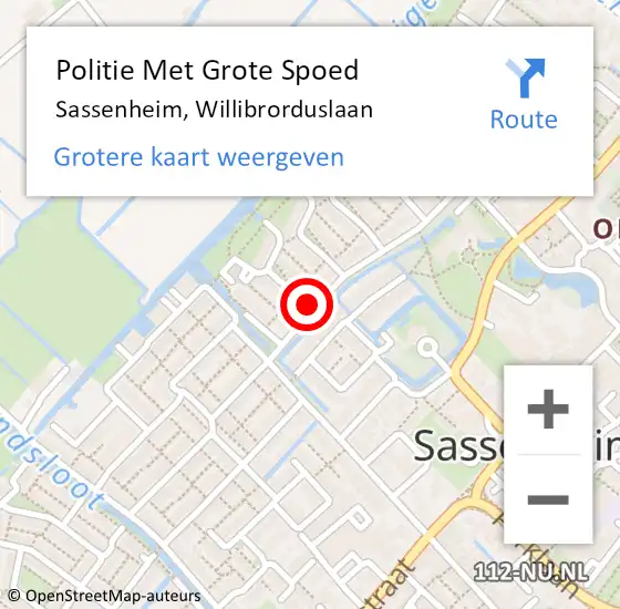 Locatie op kaart van de 112 melding: Politie Met Grote Spoed Naar Sassenheim, Willibrorduslaan op 31 augustus 2021 06:58