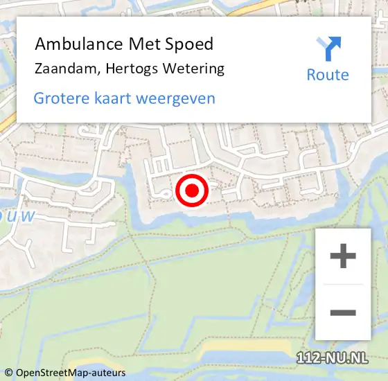 Locatie op kaart van de 112 melding: Ambulance Met Spoed Naar Zaandam, Hertogs Wetering op 31 augustus 2021 07:05