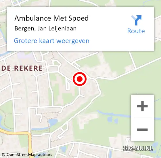 Locatie op kaart van de 112 melding: Ambulance Met Spoed Naar Bergen, Jan Leijenlaan op 31 augustus 2021 07:33