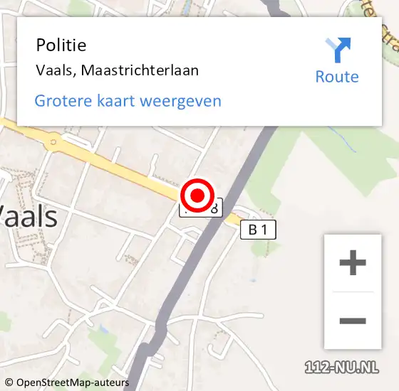 Locatie op kaart van de 112 melding: Politie Vaals, Maastrichterlaan op 31 augustus 2021 07:34