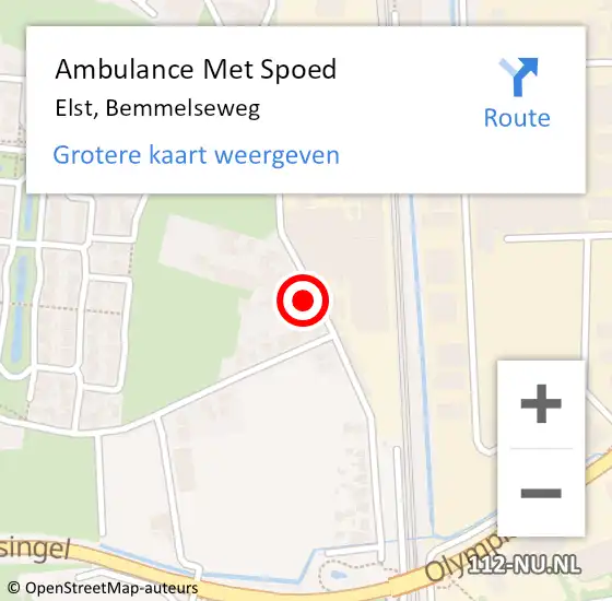 Locatie op kaart van de 112 melding: Ambulance Met Spoed Naar Elst, Bemmelseweg op 31 augustus 2021 07:37