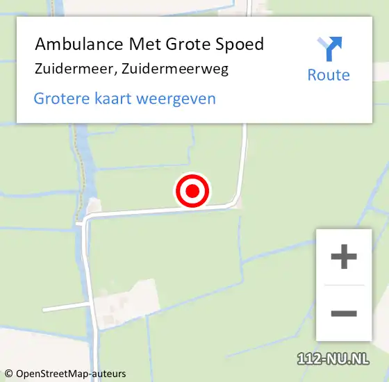 Locatie op kaart van de 112 melding: Ambulance Met Grote Spoed Naar Zuidermeer, Zuidermeerweg op 31 augustus 2021 08:10