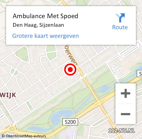 Locatie op kaart van de 112 melding: Ambulance Met Spoed Naar Den Haag, Sijzenlaan op 31 augustus 2021 08:17