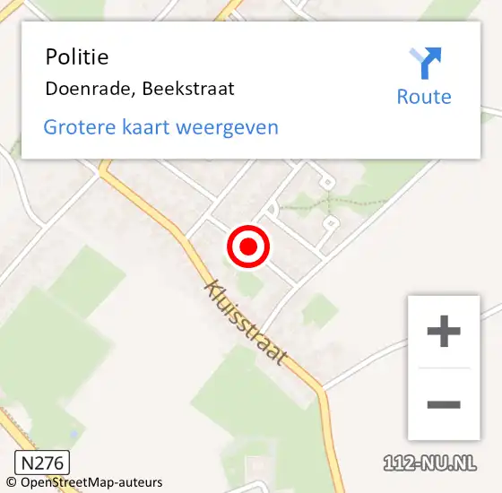 Locatie op kaart van de 112 melding: Politie Doenrade, Beekstraat op 31 augustus 2021 08:24