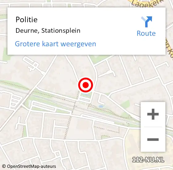 Locatie op kaart van de 112 melding: Politie Deurne, Stationsplein op 31 augustus 2021 08:47