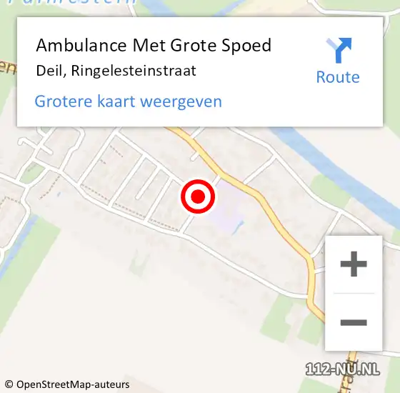 Locatie op kaart van de 112 melding: Ambulance Met Grote Spoed Naar Deil, Ringelesteinstraat op 31 augustus 2021 09:57