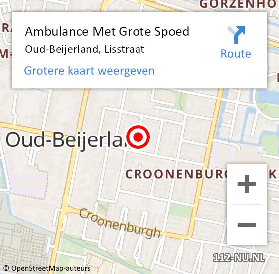 Locatie op kaart van de 112 melding: Ambulance Met Grote Spoed Naar Oud-Beijerland, Lisstraat op 31 augustus 2021 10:01