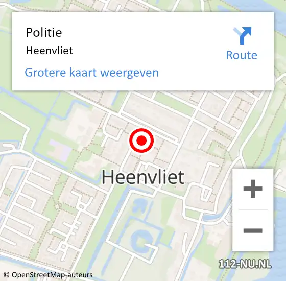 Locatie op kaart van de 112 melding: Politie Heenvliet op 31 augustus 2021 10:12