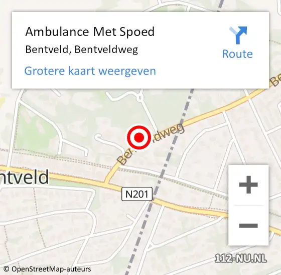 Locatie op kaart van de 112 melding: Ambulance Met Spoed Naar Bentveld, Bentveldweg op 31 augustus 2021 10:58