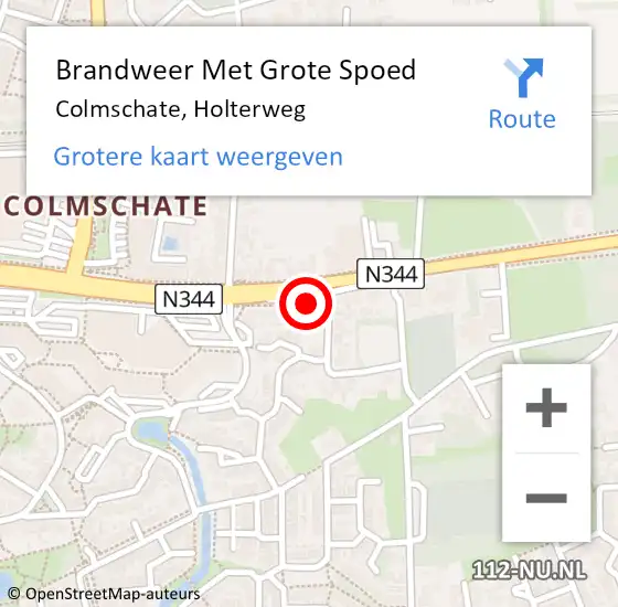 Locatie op kaart van de 112 melding: Brandweer Met Grote Spoed Naar Colmschate, Holterweg op 21 juni 2014 11:57