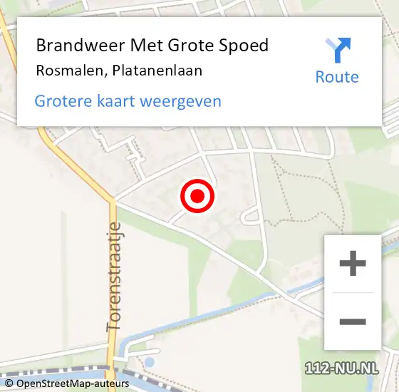 Locatie op kaart van de 112 melding: Brandweer Met Grote Spoed Naar Rosmalen, Platanenlaan op 31 augustus 2021 11:06