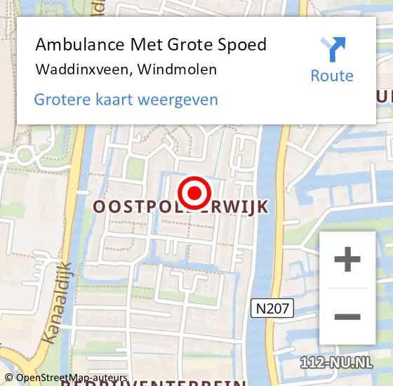 Locatie op kaart van de 112 melding: Ambulance Met Grote Spoed Naar Waddinxveen, Windmolen op 31 augustus 2021 11:39