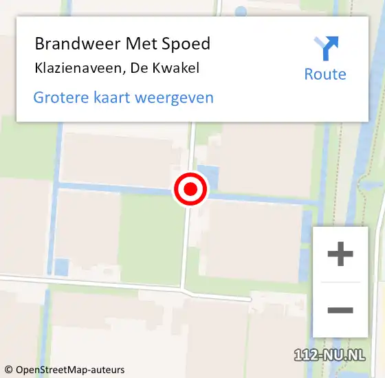 Locatie op kaart van de 112 melding: Brandweer Met Spoed Naar Klazienaveen, De Kwakel op 31 augustus 2021 11:41