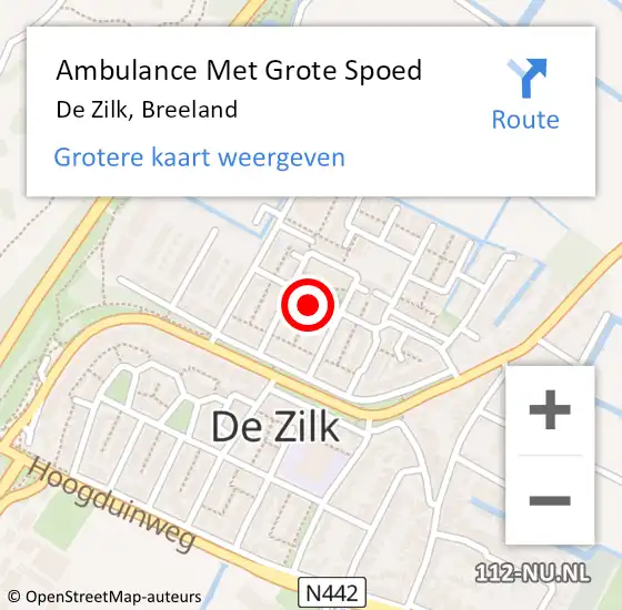 Locatie op kaart van de 112 melding: Ambulance Met Grote Spoed Naar De Zilk, Breeland op 21 juni 2014 12:03