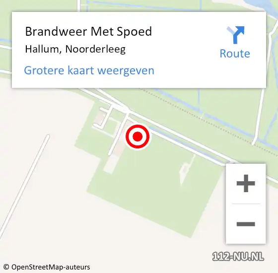 Locatie op kaart van de 112 melding: Brandweer Met Spoed Naar Hallum, Noorderleeg op 31 augustus 2021 11:55