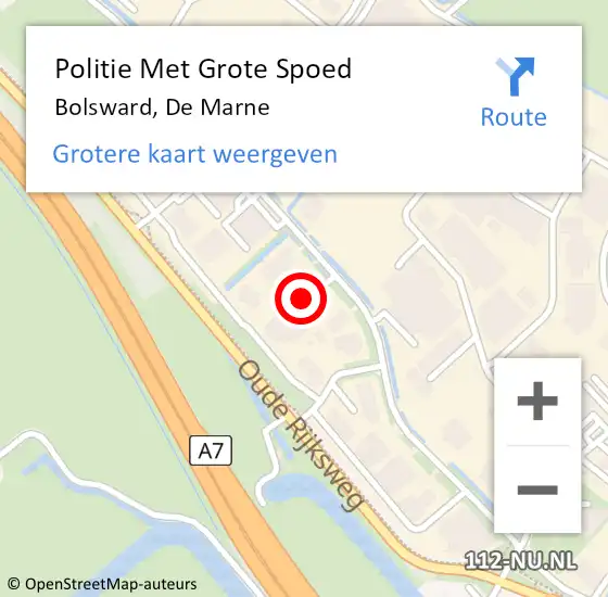 Locatie op kaart van de 112 melding: Politie Met Grote Spoed Naar Bolsward, De Marne op 31 augustus 2021 12:05