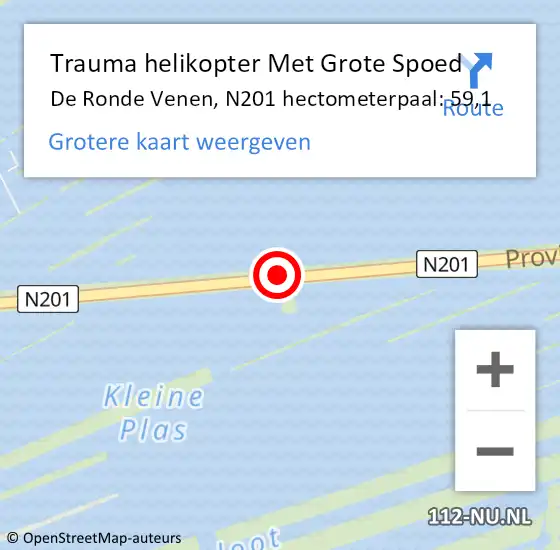 Locatie op kaart van de 112 melding: Trauma helikopter Met Grote Spoed Naar De Ronde Venen, N201 hectometerpaal: 59,1 op 31 augustus 2021 12:19