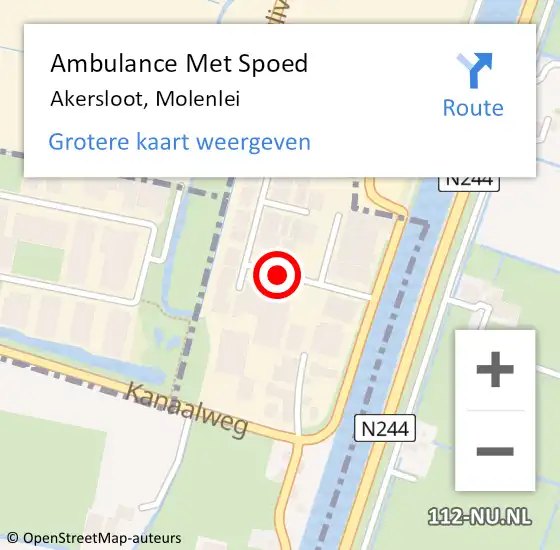 Locatie op kaart van de 112 melding: Ambulance Met Spoed Naar Akersloot, Molenlei op 31 augustus 2021 12:31