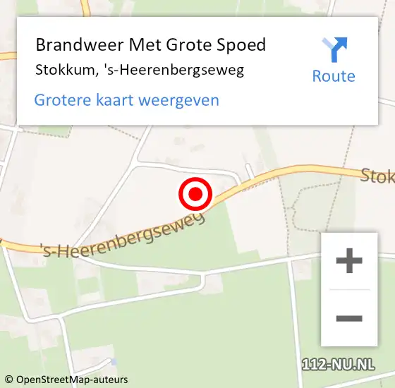 Locatie op kaart van de 112 melding: Brandweer Met Grote Spoed Naar Stokkum, 's-Heerenbergseweg op 31 augustus 2021 12:34