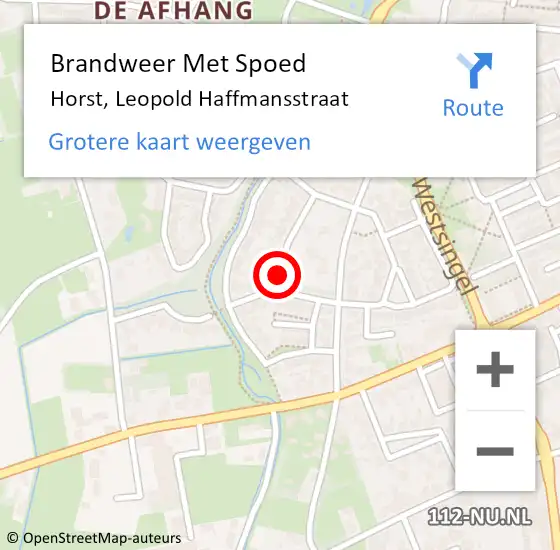 Locatie op kaart van de 112 melding: Brandweer Met Spoed Naar Horst, Leopold Haffmansstraat op 31 augustus 2021 12:44