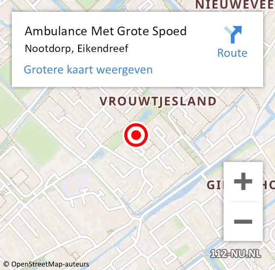 Locatie op kaart van de 112 melding: Ambulance Met Grote Spoed Naar Nootdorp, Eikendreef op 31 augustus 2021 13:01